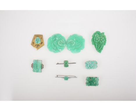 Costume jewellery influenced from The Chinese Art Exhibition of 1935-1936, mostly Czechoslovakian, a simulated jade buckle, 1