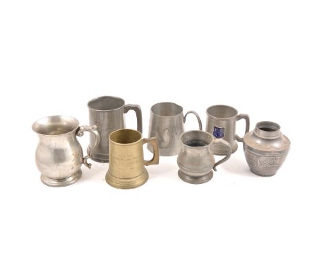 Two pewter tankards presented to Major J. E. Little-Jones, 14th Battalion, The Mahratta Light Infantry, 1941-1946, and anothe