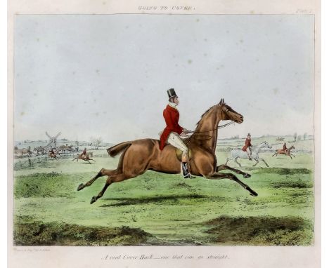 Henry Alken (1785-1851) - Six coloured engravings - Hunting scenes, each 8.75ins x 11.25ins, framed and glazed 