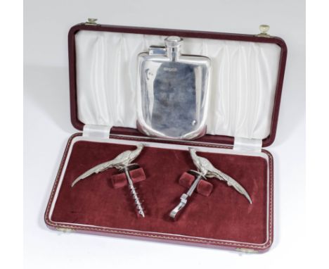 A pair of Elizabeth II silver topped bottle openers cast as pheasants, each 4.5ins wide, by J.B. Chatterley & Sons Ltd, Birmi