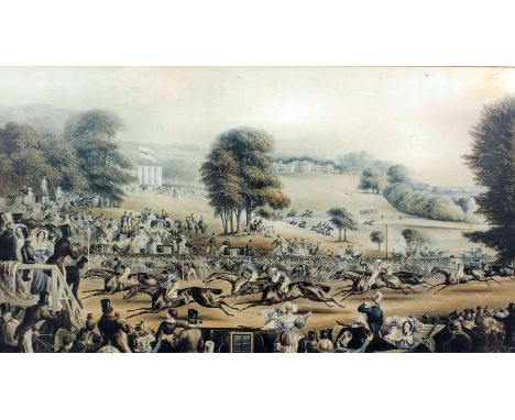 Richard G. Reeves (1803-1889) after Francis C. Turner (1782-1846) - Coloured lithograph - Racing scene, 13.5ins x 24ins, in g