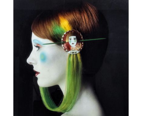 *** Barry Lategan (born 1935) - Two coloured photograph prints - Shoulder length profile portrait of a young girl with colour
