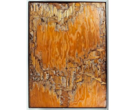 Maurice Jadot (1893-1983) - Abstract sculpted wood panel, 30.25ins x 21.25ins, in stained wooden surround. Note : Verso inscr