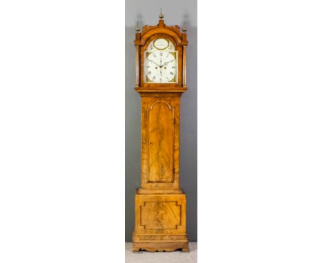 An early 19th Century mahogany longcase clock by Lepine of Canterbury, the 12ins arched painted dial with Roman and Arabic nu