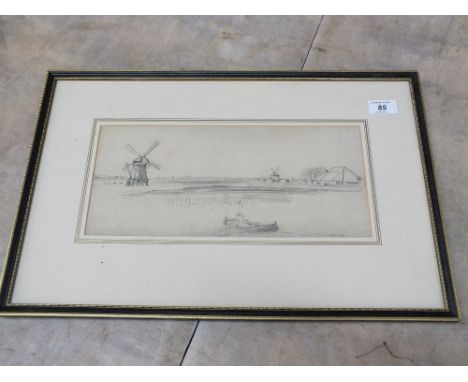 A 19th Century print of a cactus, two Flemish etchings and a Dutch scene pencil drawing