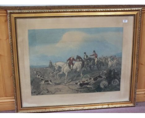 A 19th Century Harrap coloured print, Fox Hunting - The Find, 1846, 29" x 36"