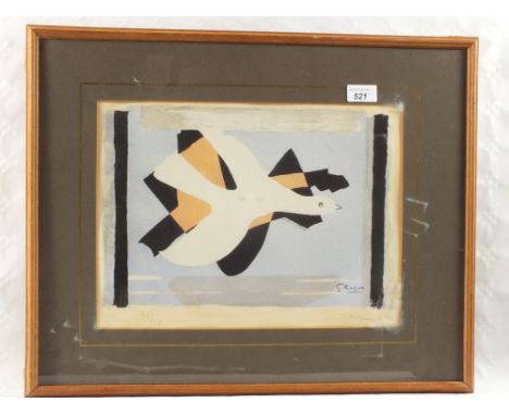 Lithograph in colours, “L'oiseau et son ombre”, The Bird and its Shadow, bearing pencil signature G. Braque and numbered 46/7