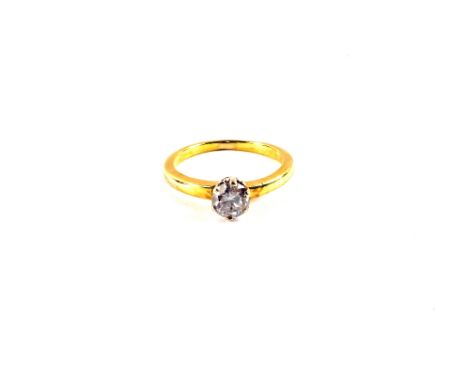 An 18ct Gold Diamond solitaire ring set with a single 1/2 carat full brilliant cut Diamond, size J