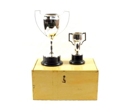 Two Bungay Rifle Club Silver trophy cups (one with fitted case)
