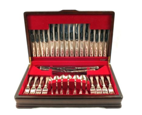 A Mahogany canteen of Sheffield Silver plated cutlery