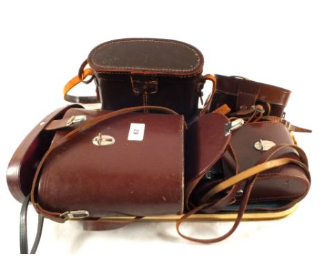Carl Zeiss Jena 10 x 50, 8 x 50 binoculars and one other pair plus an Agfa camera