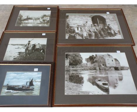 K.E.Kemp, watercolour of a fishing boat YH263, an old photo print LT947 Commerce and other pictures
