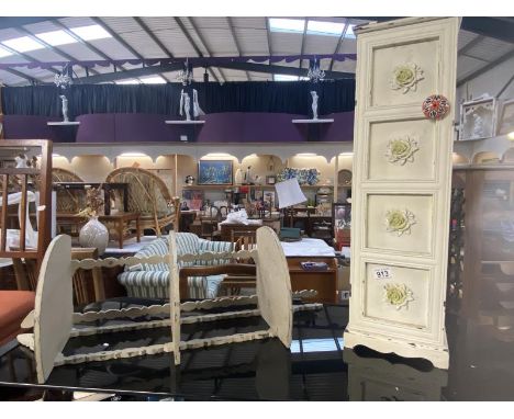 A shabby chic painted CD cupboard and a 3 tier corner shelf unit