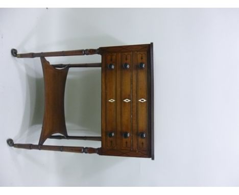 A REGENCY/EARLY 19TH CENTURY MAHOGANY SIDE TABLE having single flap top with reeded edge over two drawers, turned ringed legs