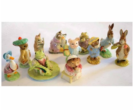 Beswick model of a frog catching a fish together with 10 Royal Albert animal studies in various poses        