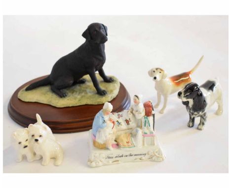 Beswick model of a cocker spaniel with 3 other dog models from various factories and a Victorian fairing 