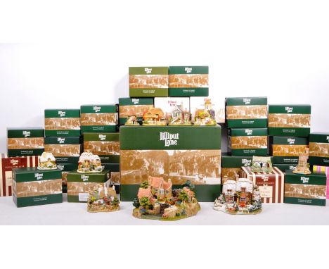 A collection of 45+ vintage 20th century boxed and unboxed 'Lilliput Lane' cottage figures to include; Tranquil Waterways, Bi