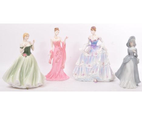 A collection of four bone china porcelain female lady figurines. Comprising of Two Coalport for Compton & Woodhouse Limited E