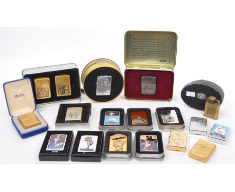 Zippo - American made contemporary lighters. Most boxed / cased. Some including Battle of Trafalgar, Jim Beam bourbon, Jack D