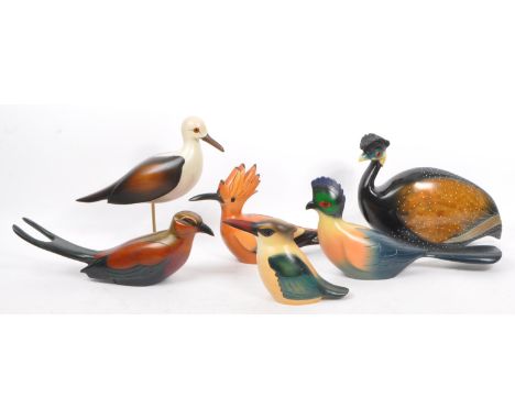 Feathers of Knysna - South Africa - A collection of six limited edition carved wood birds sculpture / figures by Feathers of 