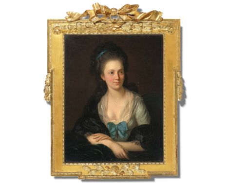 Graff, Anton(Winterthur 1736–1813 Dresden)Portrait Anna Hegner, geb. Sulzer. Öl auf Leinwand. 82x64,5 cm. - Doubliert und mit