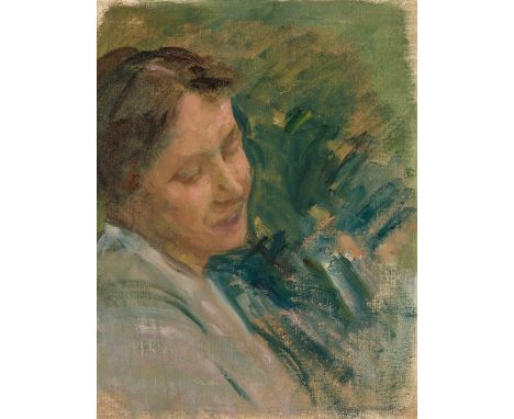 Rossi, Luigi(Lugano 1853–1923 Tesserete)Portrait einer jungen Frau, um 1915/20. Ölstudie auf Leinwand. 31x24,5 cm.
