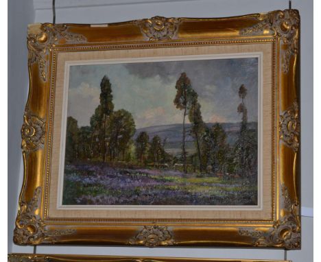 Attributed to Herbert Royle (1870-1958) Bluebell woods at Nessfield, bears signature, oil on canvas, 29cm by 39cm  Purchased 