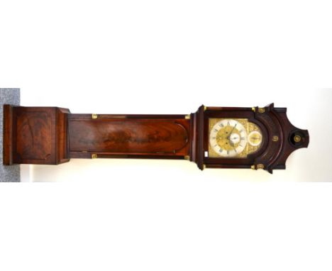 A mahogany eight day longcase clock, signed John Myers, London, circa 1780, pagoda pediment, stop brass fluted pilasters, nic