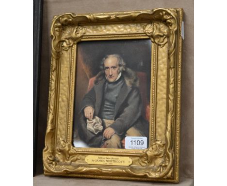 Attributed to James Northcote (1746-1831) Self portrait of the artist seated on a chair wearing a black overcoat trimmed with