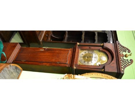 An oak thirty hour longcase clock, signed John Charlton, Durham, pierced pediment, 11-inch arched brass dial, date aperture, 