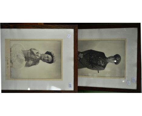 ~ A black and white photographic portrait of Queen Elizabeth, the mount signed Elizabeth R, and dated 1950; together with a p