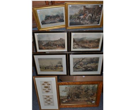 R G Reeve after W P Hodges, Hare Hunting, coloured lithograph, plate I and II, together with a collection of various prints a