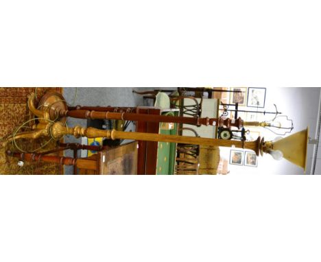 ^ A mahogany standard lamp and a gilt standard lamp with three cabriole legs 