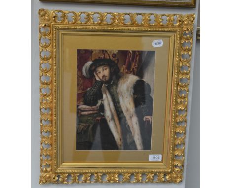 Edwin Austin Abbey (1852-1911) Portrait of an Italian nobleman, inscribed to backing board verso, watercolour heightened with