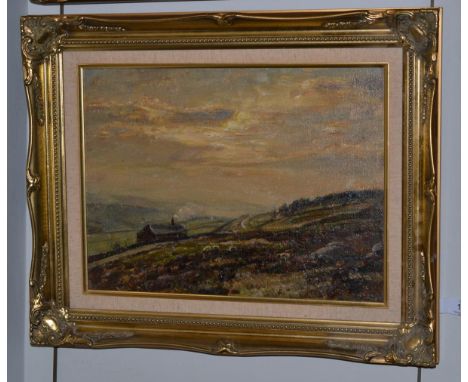 Herbert Royle (1870-1958) Cottage on Moorland, signed, oil on canvas board, 30cm by 39cm  Purchased in the late 1950's by the