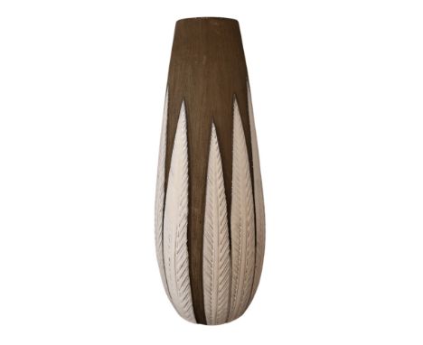 A Upsala Ekeby 'Paprika' pottery vase designed by Anna-Lia Thomson. decorated with white glaze, impressed marks and numbered 
