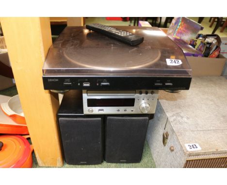 Denon RCD DABM38 CD Receiver, Denon Record Player and a Pair of Denon Speakers