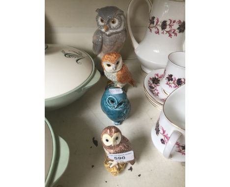 4 owl ornaments - Nao, Beswick and Poole 