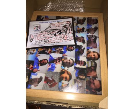 A 1971 Ryder cup trinket tray and a framed 2018 Ryder cup team Europe collage 