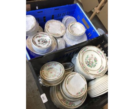 2 boxes of Ironstone ware - saucers, plates and dishes. 