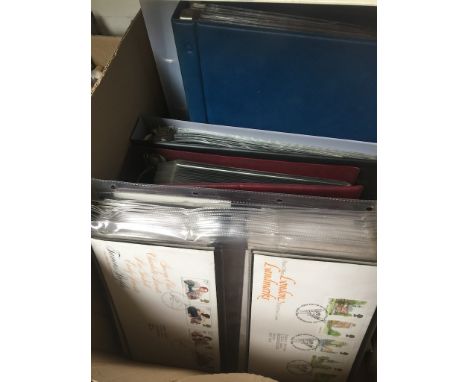 A box of first day covers and silks 