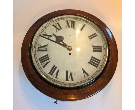 19th Century mahogany cased Indian Railway station clock, with aluminum carry case; movement signed Elliott, London, 23007; G