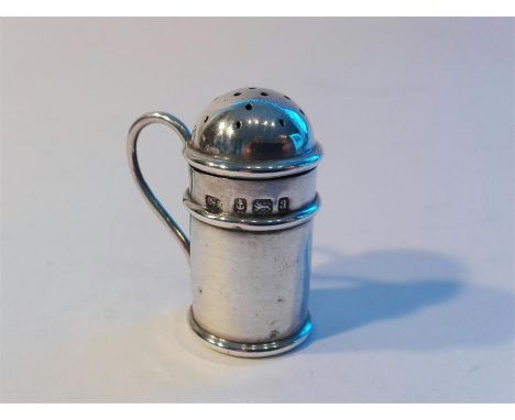 Silver sander in the shape of a small tankard, Birmingham 1900, maker Charles Horner