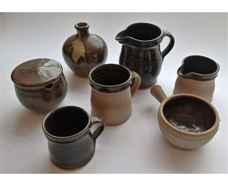 A collection of Cornish Studio Pottery, Scott Marshall of Boscean Pottery (apprentice to Bernard Leach)(chips to rim of jar l