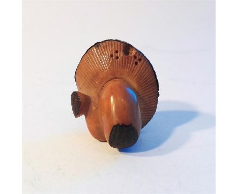 Edo Period stained ivory (possibly Umoregi) Netsuke in the shape of a mushroom 