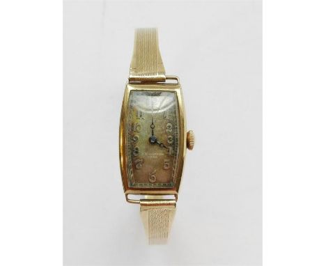 9ct gold vintage Omega ladies dress watch, gold band, 10.3 grms approx