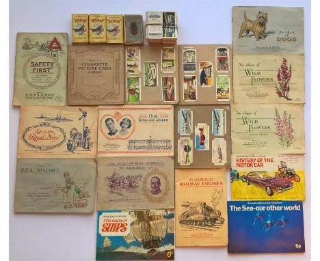 W.D.D. & H.O. Wills complete cigarette card albums of Railway Engines, Safety First, Wild Flowers (1st & 2nd Series), The Sea