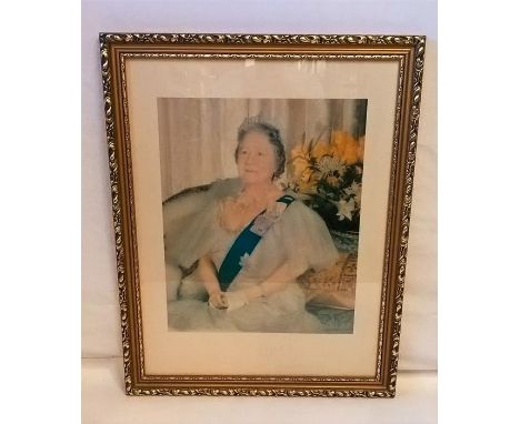 A portrait (print) of HM The Queen Mother, signed and dated 1991 (faded), together with correspondence from Clarence House, S