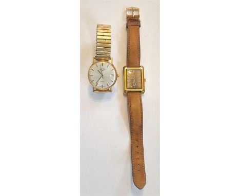 Vintage Gents rolled gold ROTARY wrist watch, metal strap (a/f) together with a vintage rolled gold TISSOT SEVEN automatic, d