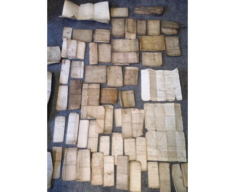 Large collection of historical manuscript circa 1600. To include legal documents, wills and other manuscript.